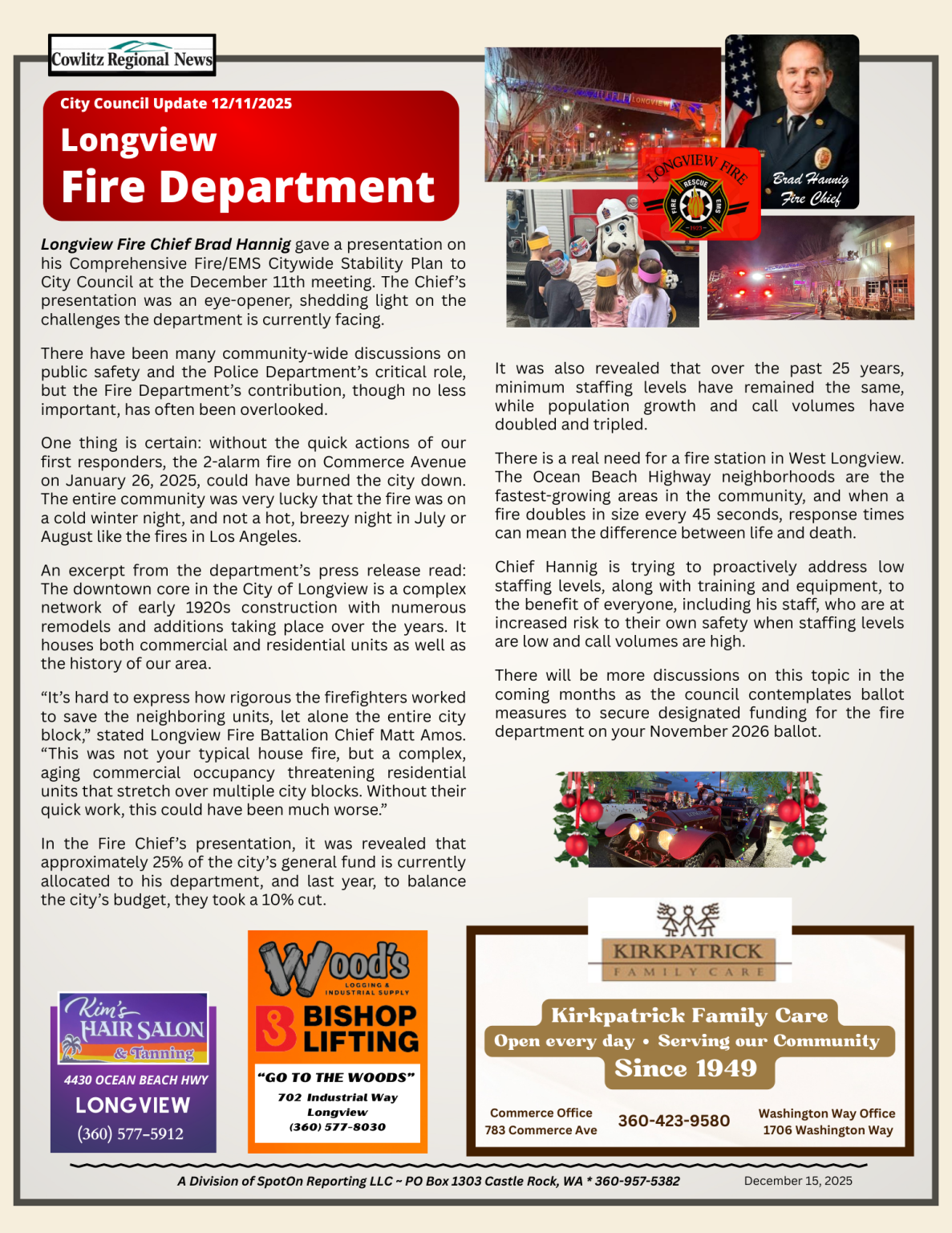 Longview Fire Department Update Dec. 2025 - Cowlitz Regional News